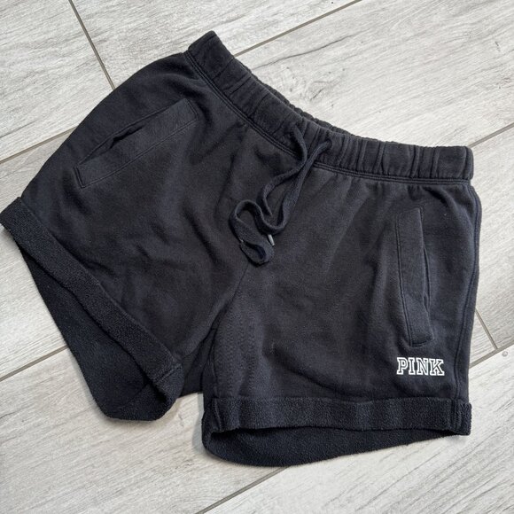 PINK Pants - Victorias Secret PINK XS Black Drawstring Shorts 60% Cotton 40% Polyester Soft L